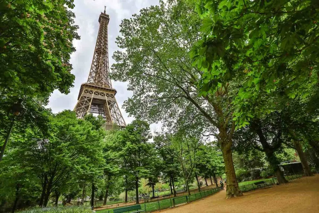 Eiffel Tower from Champs de Mars park