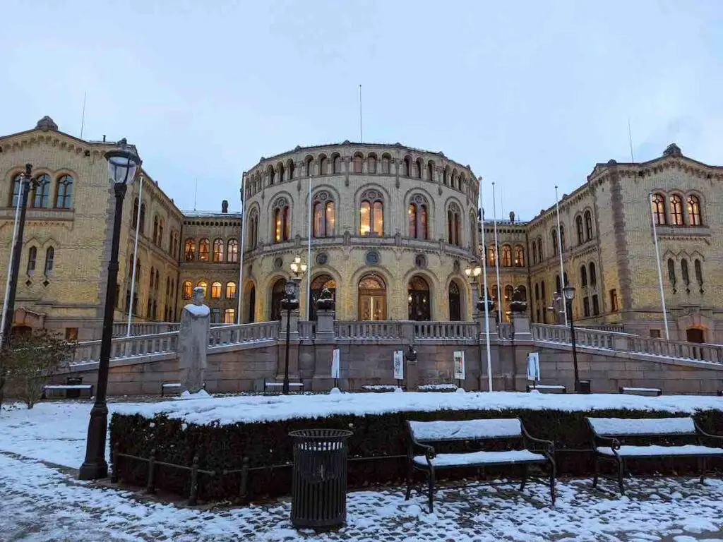 The parliament of Norway at Karl Johans gate
